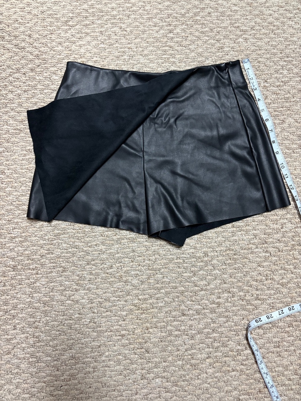 Black Faux Leather Skort